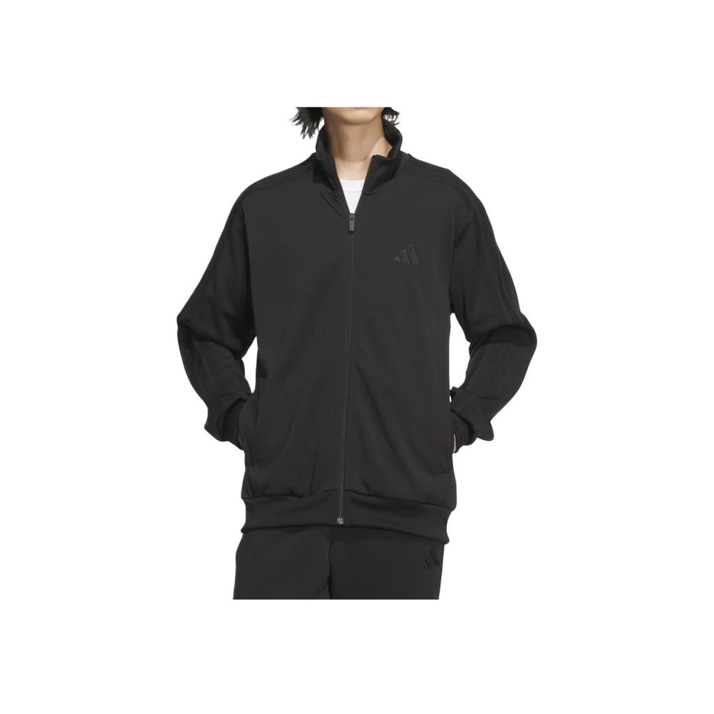 Adidas Knitted Dry Comfortable Striped Jacket Men Jackets Black JV6980