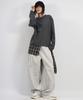 Deumakeu Grunge Washing Side One Tuck Curved Wide Pants Gray