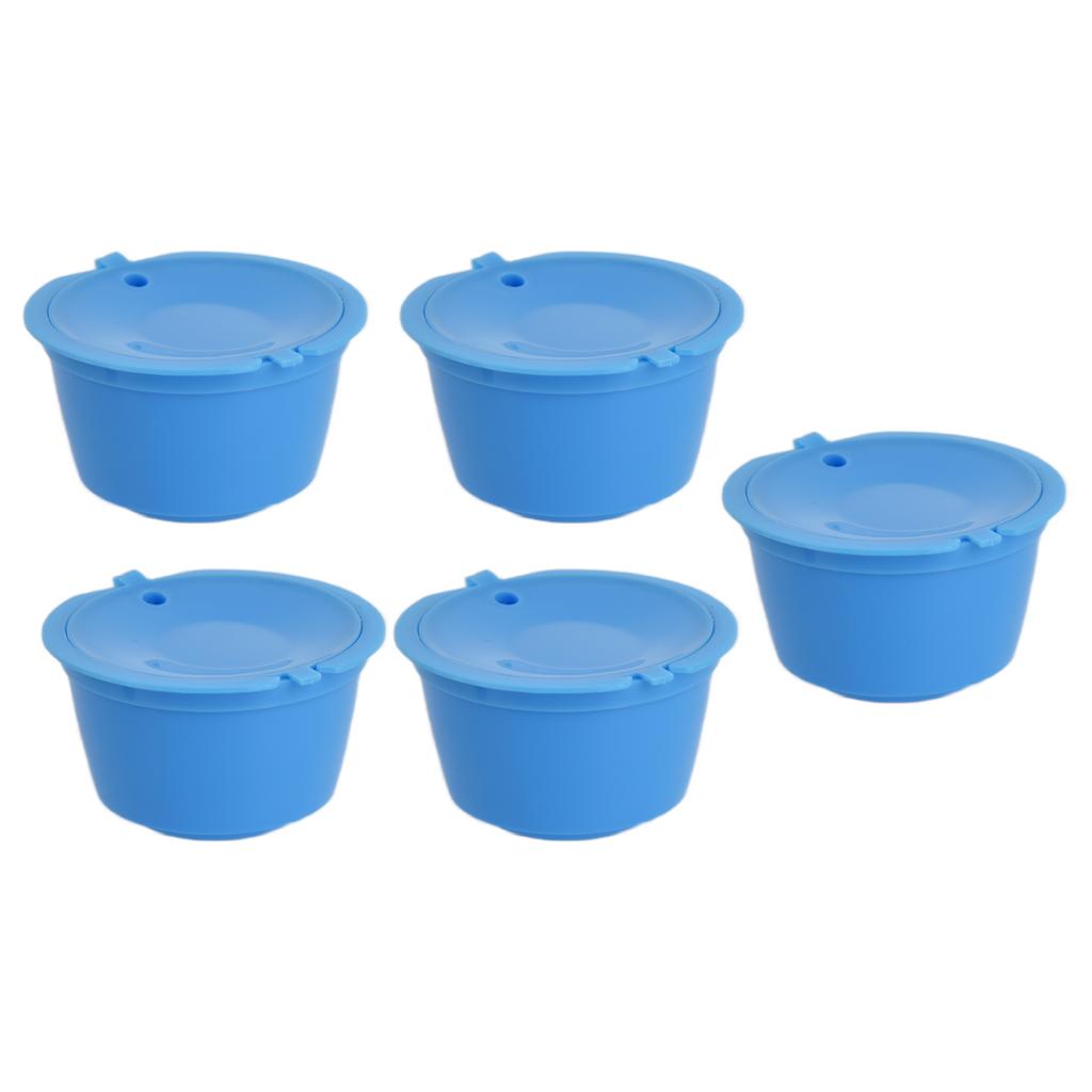 5Pcs 50ml Coffee Capsule Reusable Coffee Filter Cup with Spoon for DOLCE GUSTO Coffee MachineBlue