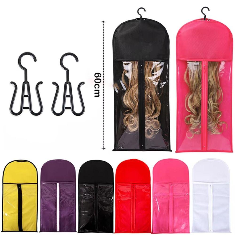 with Hanger Wig Bag Transparent Clothes Dust Cover for Virgin Hair Weft Clip In Hair Extension