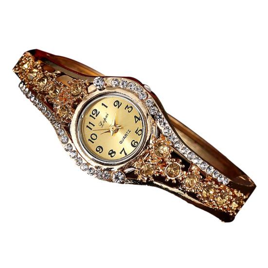 

Женские часы-браслет, роскошные красочные стразы в этническом стиле, элегантные круглые винтажные женские платья для девочек, наручные часы, модные украшения, подарок на день рождения золотистый
