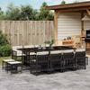 Vidaxl 13-Cz. Garden Furniture Set, Cushions, Black, Rattan PE