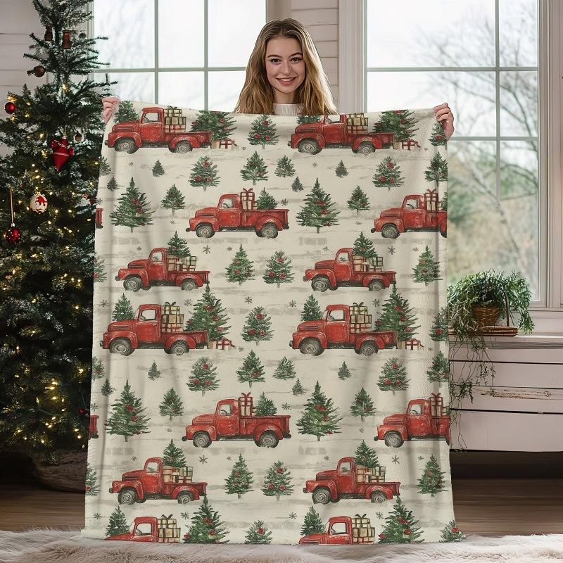 Christmas Geometric Theme Digital-printed Polyester Velvet Flannel Soft Sofa Cover Blanket Fleece Sofa Cover Blankets for Beds