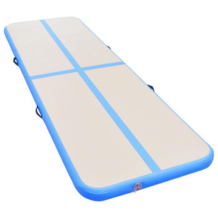 VidaXL Tapis gonflable de gymnastique avec pompe 500x100x10cm PVC Bleu