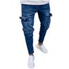 Mens Stretch Denim Pant Distressed Ripped Freyed Slim Fit Pocket Jeans Trousers