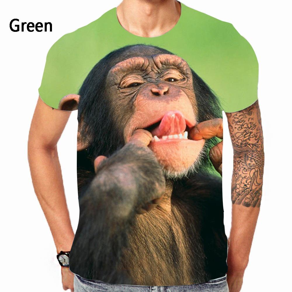 Men's Fashion Gorilla Monkey 3D Printed T-shirts Summer Casual Round Neck Short Sleeved T-shirts