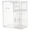 Clear Makeup Brush Organizer, Storage Rack with Drawers, Storage Box with Lid and Pearls for Storing Makeup Tools and Jewelry