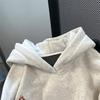 Gray Cartoon Puppy Hoodie for Men & Women - Autumn/Winter Loose Fit Korean Style Vibe