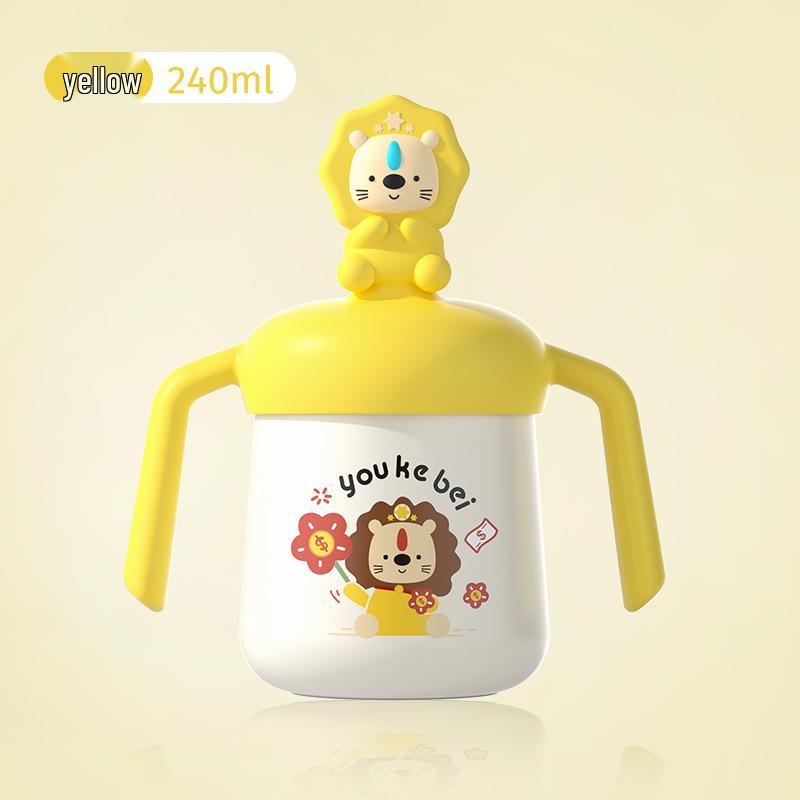 

Изолированная чашка для детского молока из нержавеющей стали 316 со шкалой, ручкой и мультяшным дизайном