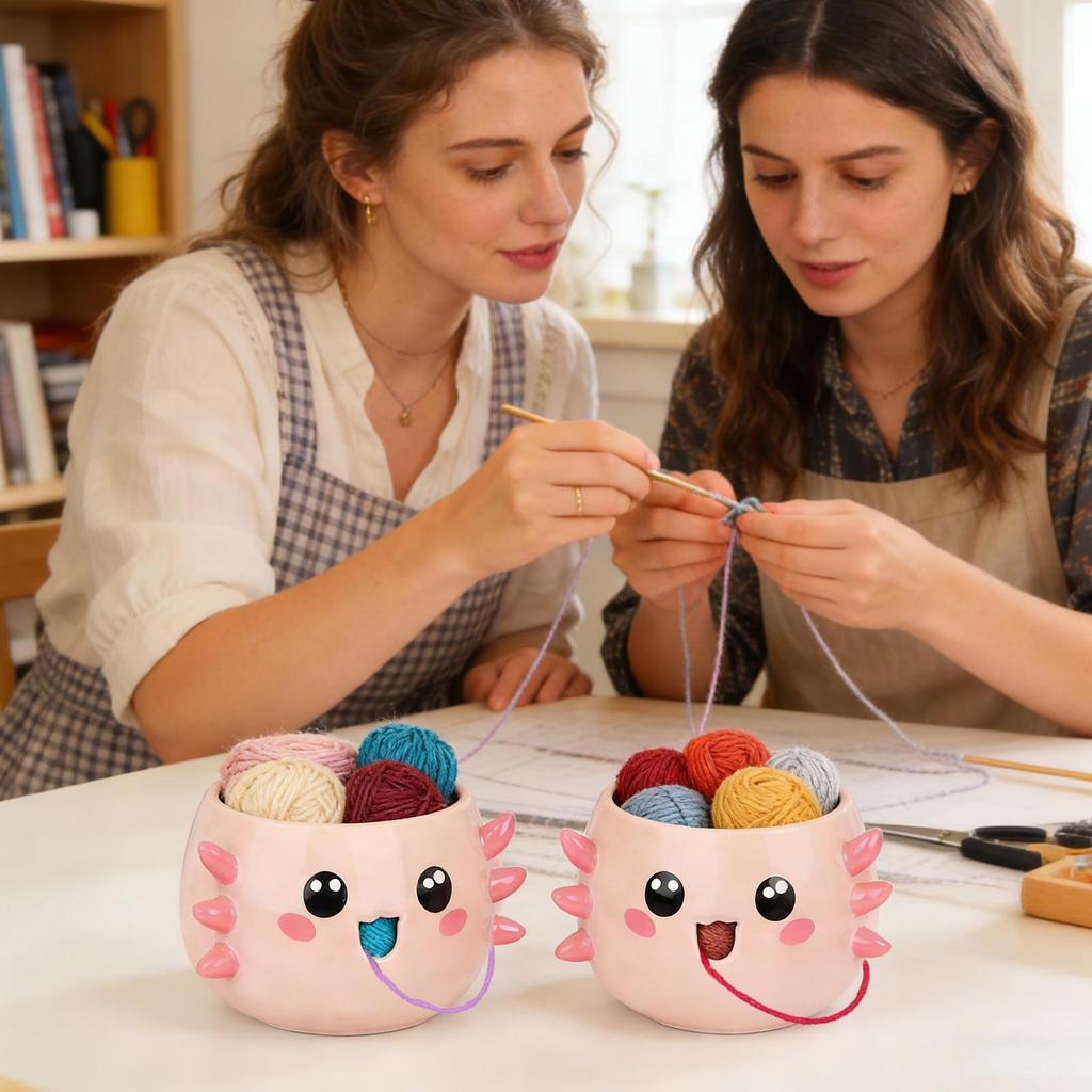 Yarn Bowls for Crocheting Cartoon Design Storage Organizer Cute Yarn Bowl Dispenser for Women Adults Beginners Crocheters