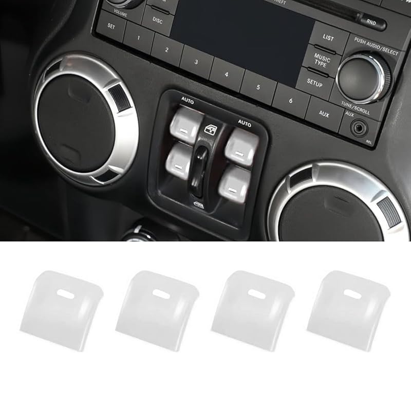 4PCS Upgraded Window Switch Button Cover Compatible with 2012-2017 Jeep Wrangler JK JKU (red)