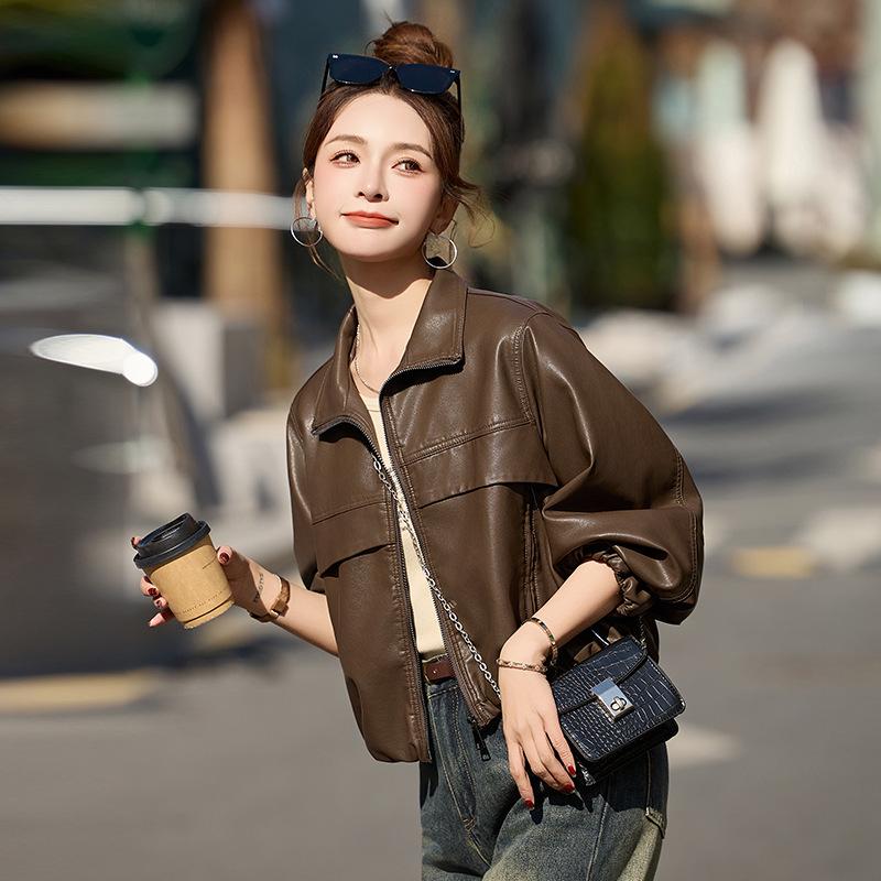 Women's Genuine Lambskin Motorcycle Leather Jacket - Short Coat, Spring/Autumn 2025 Edition