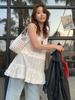 Lemon Green Tea Women's Sweet Ballet-Style Ruffled Lace Camisole Tank for Spring 2026