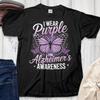 Purple for Alzheimer's Awareness T-Shirt, Butterfly Design, Alzheimer's Awarenes Unisex T-Shirt