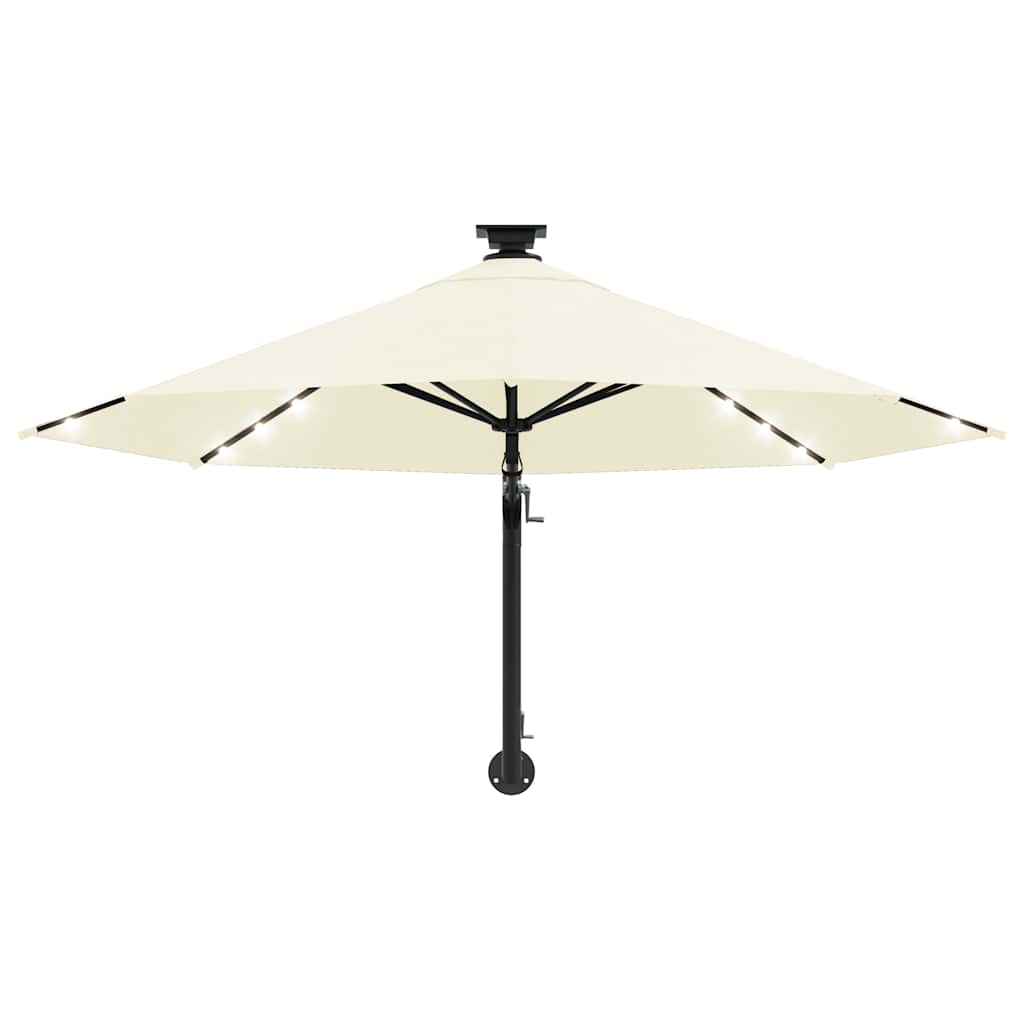 Wall Mounted Parasol with LEDs 300 cm Sand White