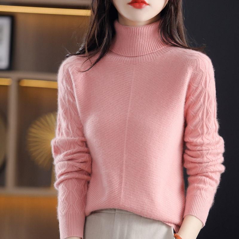 Autumn and winter new turtleneck sweater women's loose thickened lazy style fashion versatile knitted bottoming shirt women