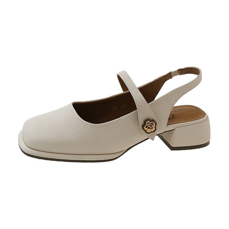 2024 Summer Elegant Ladies Sandals Fashion Hollow Medium Heels Women Shallow Party Shoes Square Toe Casual Shoes Slim Design New