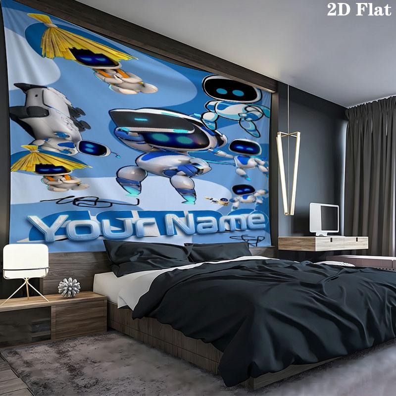 ASTRO BOT Custom Name Wall Tapestry Aesthetic Wall Hanging Printed Fabric Blanket Decorative Tapestries for Bedroom Living Room Home Decor