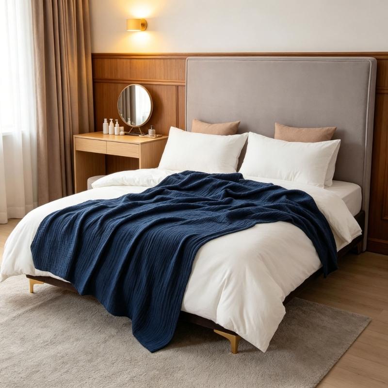 Cotton Gauze Blanket Lightweight & Breathable Soft Cotton Gauze Throw Blanket for Warm Nights Camping & Travel Use