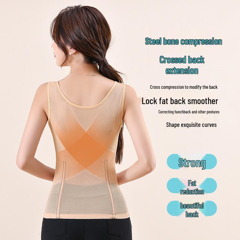 Postpartum Tummy Control Push-Up Corset Vest: Six-Row Hook Body Shaper for Women