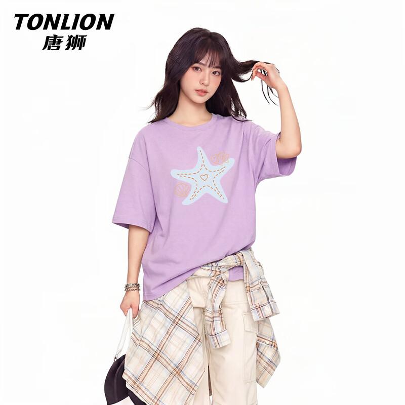 TonLion Women s 200g Heavy Cotton Loose Fit T-Shirt 2XL