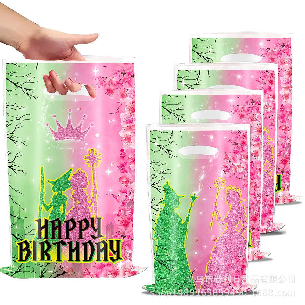 

Green Pink Witch Party Supplies Witch Party Decorations Background Cloth Banner Rain Party Pendant Witch Gift Bag 10pcs