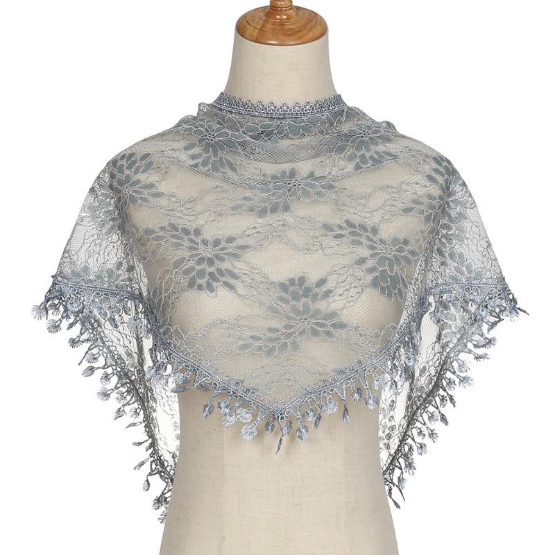 Hot-selling Lace Monochrome Triangle Scarf, Fashionable Hollow Women's Solid Color Grape Triangle Scarf