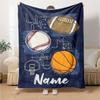 Custom Name Ball Sports Theme Printed Blanket - Perfect for Couch, Bed, Travel & Outdoor Use | Machine Washable, Cozy & Durable.