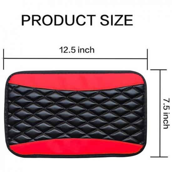 Car Armrest Pad Cover Center Console Box PU Leather Cushion Mat Accessories Red
