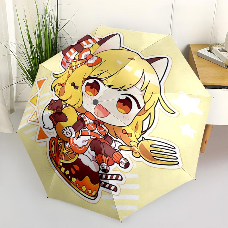 

1pc Outdoor Umbrella with Cute Cat Girl Design - Automatic Opening/Closing, Portable 3-Fold Design, 8-Rib Iron Frame - Perfect Gift for Fans, Tra