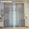 1 stk NAPEARL Europeisk Stil Moderne Blå Hul Jacquard Komfortable Gardiner for Stue Soverom Hjemmedekor