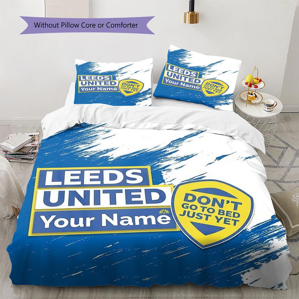 Leeds United Custom Name Pattern Bedding,Quilt Set Quilt Cover Pillowcase Home Birthday Gift(1 * duvet cover + 2 * pillowcase, without core)