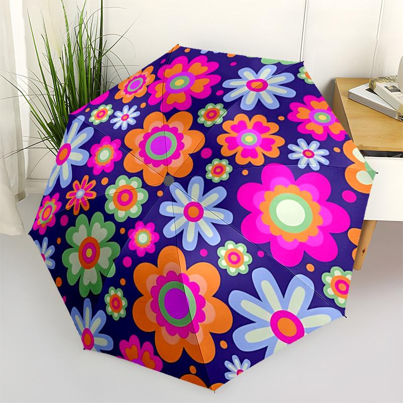 

1pc Flower Pattern Automatic Opening and Closing Folding Umbrella with 8 Iron Ribs - Portable, Foldable for Travel yy251124161