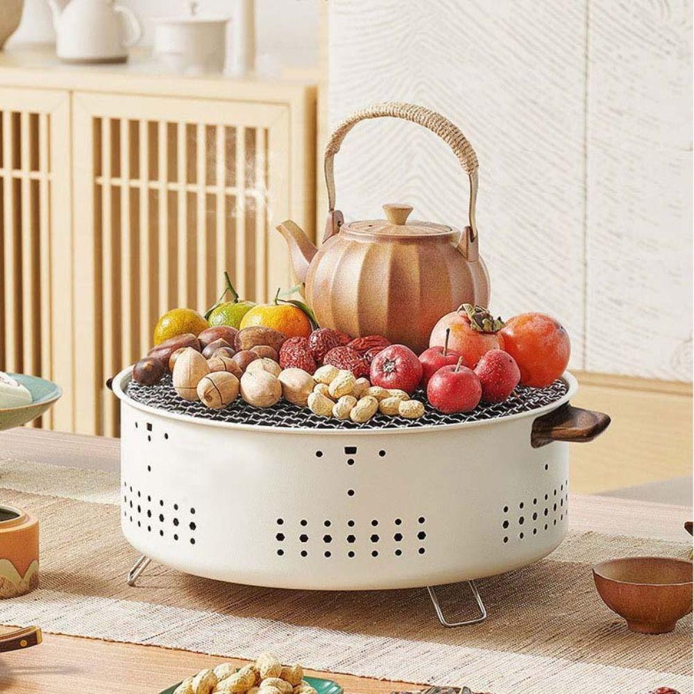 

Round Charcoal Oven Ventilated Tea Stove BBQ Accessories Barbecue Grill Camping