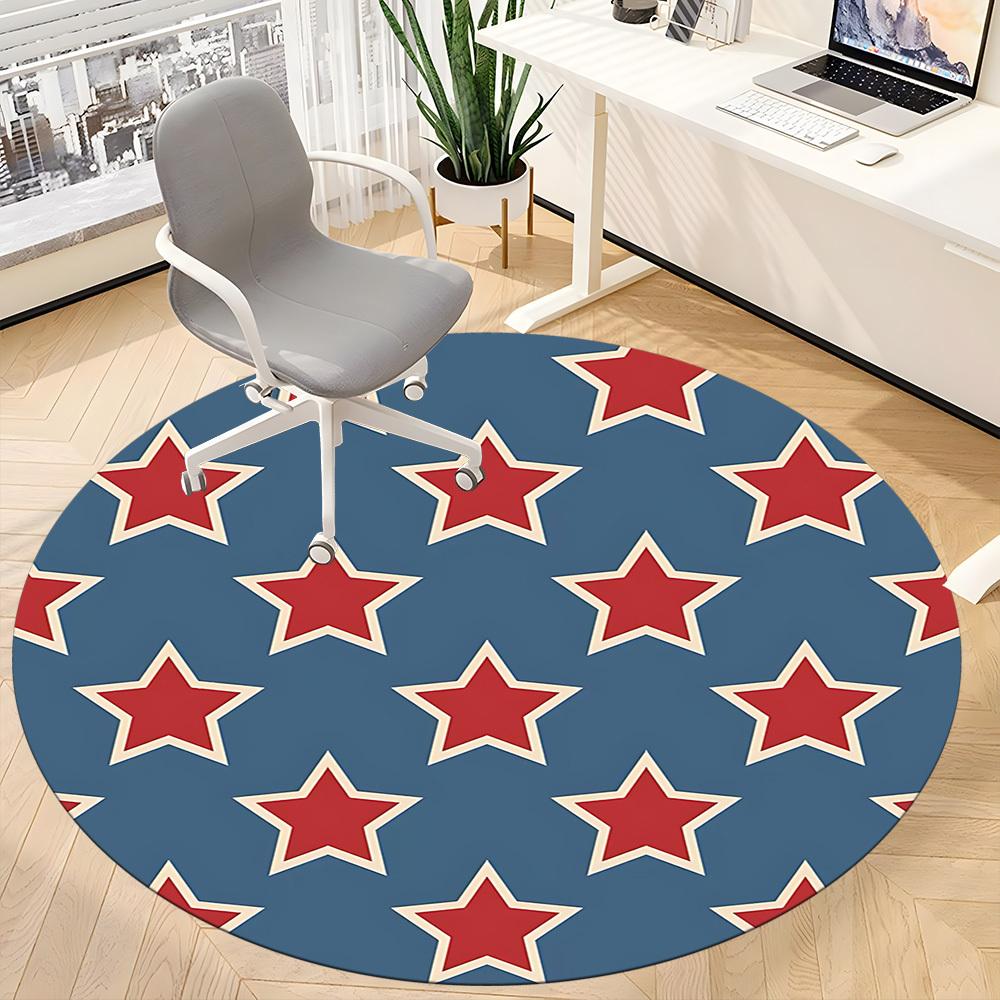 1pc Stars Circle Office Round Area Rug, Under Office Chairs Bedroom Living Room Home Decor, Room Deco