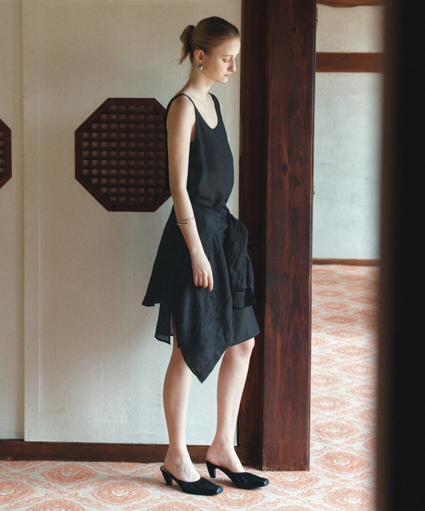 Siyajyu Sia8043 See-Through Layered Wrinkle Dress_Black