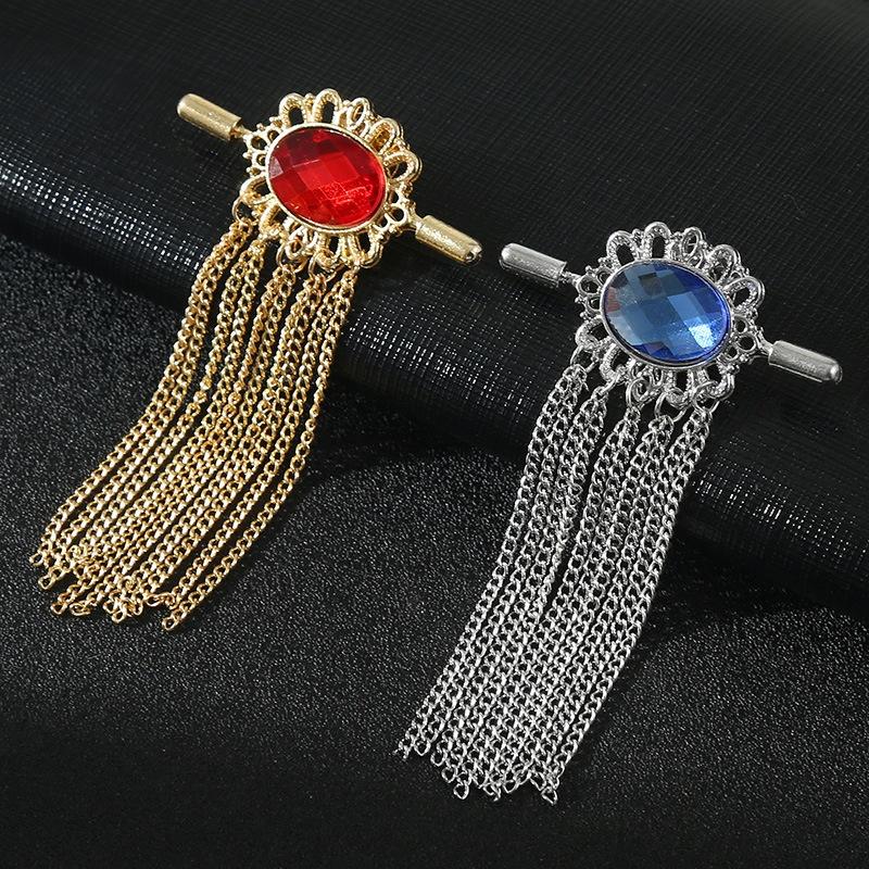 Crown Gold Silver Tassel Brooches For Women Men Pin Party Casual Lapel Pins Accessory Gift Suit Tassel Brooches Jewelry