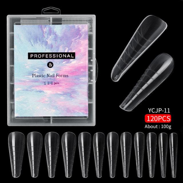 120pcs Kit Plastic Curve False Nails Art Dual Form French Tips Gel Extension Mode Acrylic Manicure Tool Accessories Sets