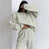 Grey fleece sweater loose set 1116 European and American new autumn fashion women's sports two-piece set