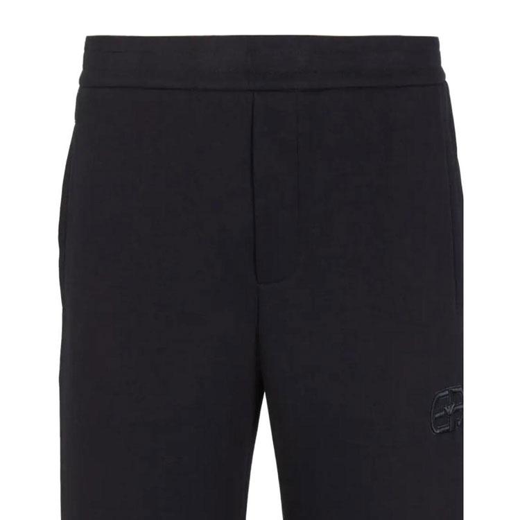 Emporio Armani FW23 Solid Color Logo Embroidered Cuffed Knit Sweatpants Men bottoms Navy-Blue 8N1PT01JHSZ0920