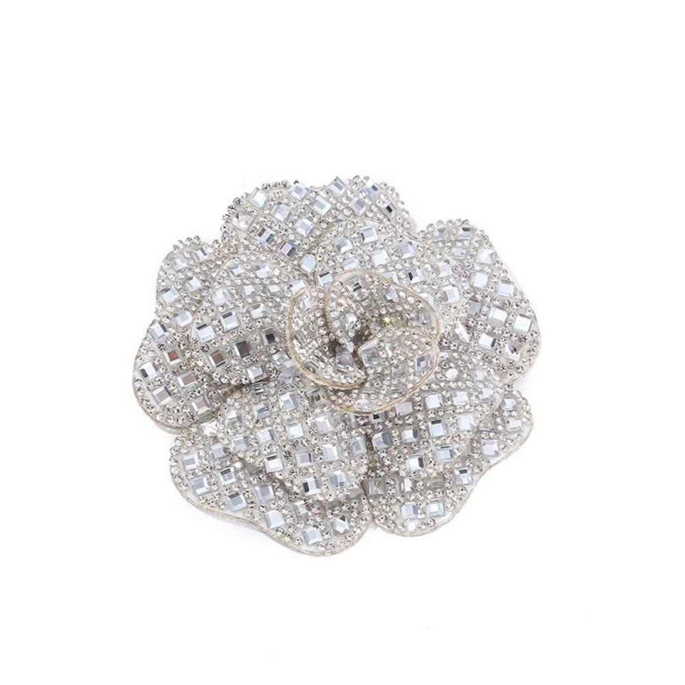 Embellishment Badge Flower Brooch Patches DIY Craft Fabric Embellishments For Sewing Projects серебряный