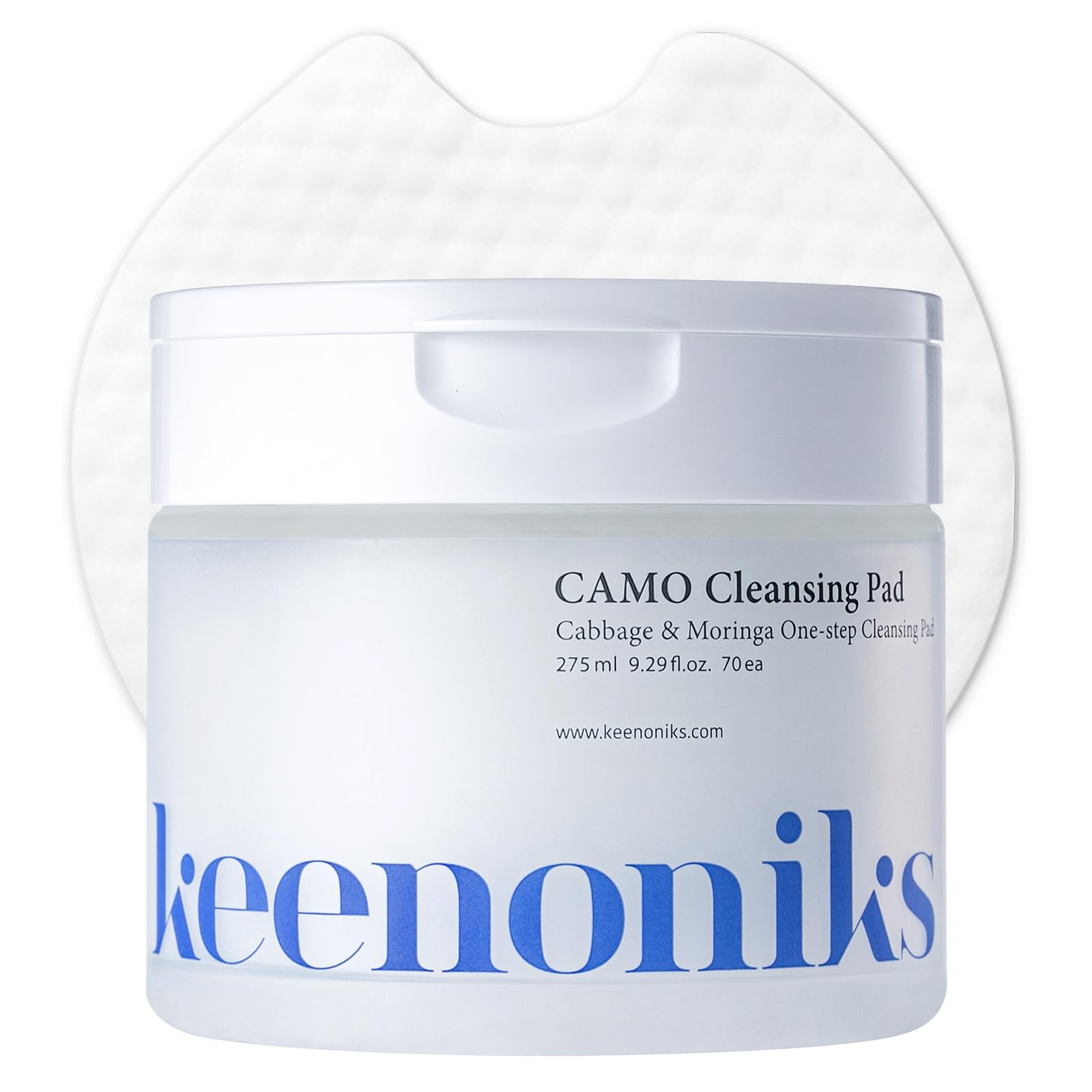 [keenoniks] Keenoniks CAMO Cleansing Pads, 70 pads  One-step makeup remover, exfoliation, and moisturizing  Large size, double-sided (embossed x