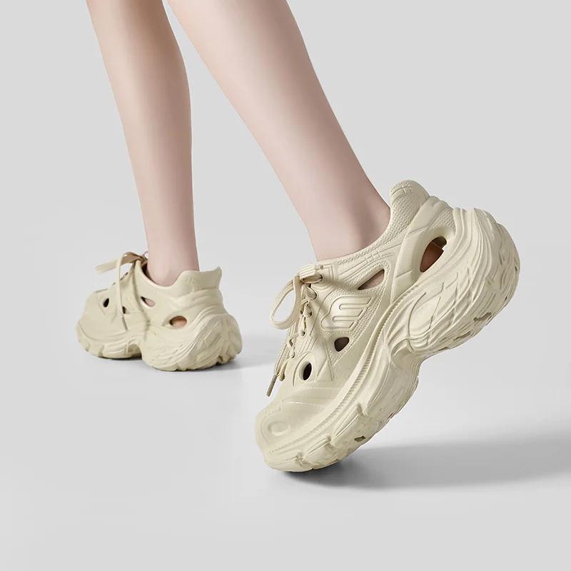 Fashion EVA Soft Platform Sandals Women 2025 Lace-Up Hollow Out Thick Bottom Sandals Woman Solid Color Non-Slip Casual Sandalias Mujer