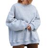 2026 Women's Clothes Solid Color Round Neck Loose Basic Style Long-sleeved Sweater Top