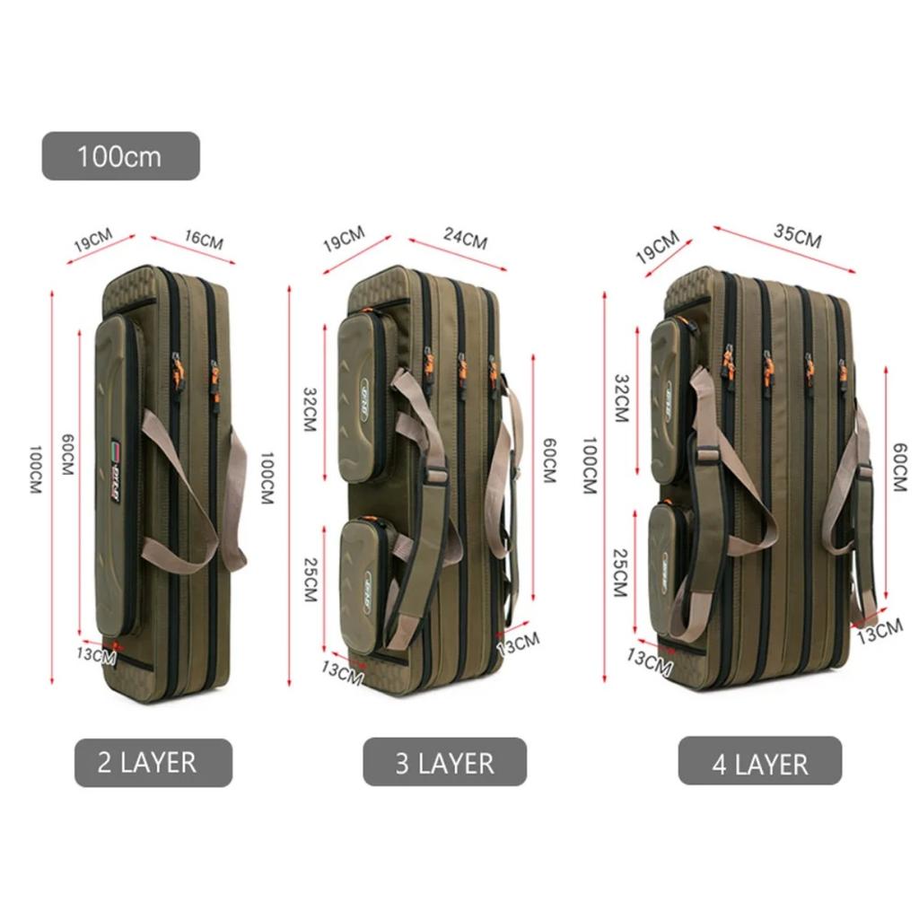 Hard Steel Fishing Rod bag Adjustable 2 3 4 Layer Tier Oxford Gear case with reel line Carrier for Travel Outdoor Organizer260319