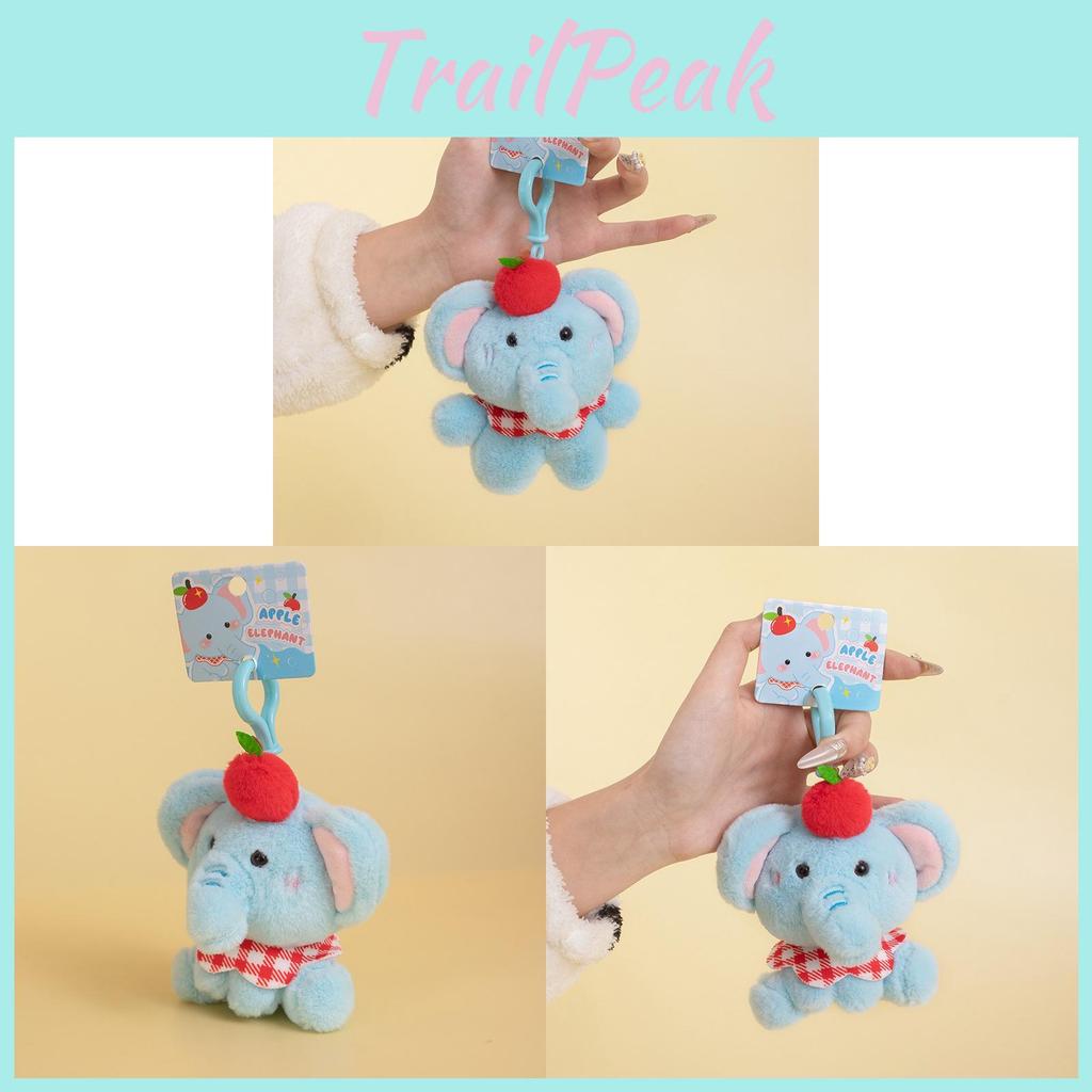 Adorable Apple Elephant Plush Keychain With Soft Fur Bag Ornament Doll Gift