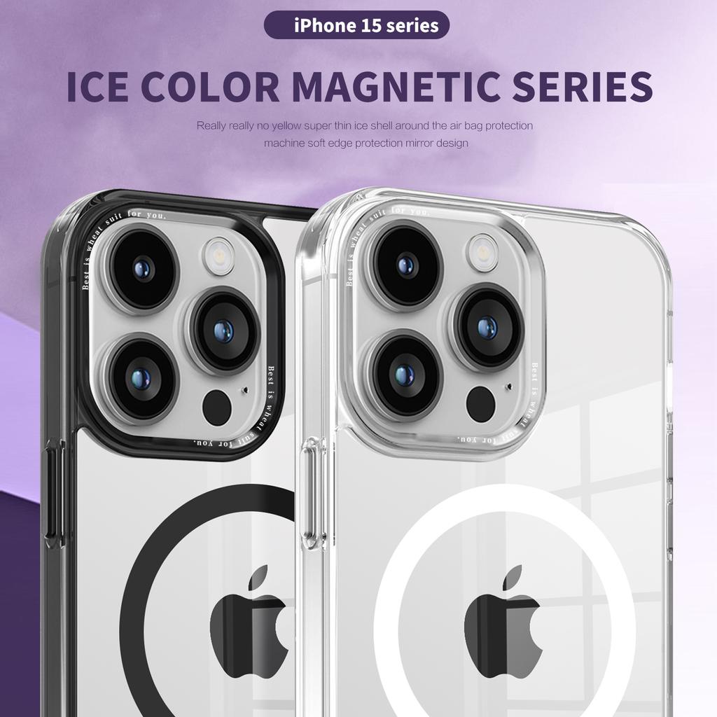 MagSafe Shockproof Magnetic Wireless Charging Case for iPhone 15Plus 15Pro Max/13 Pro Max/14 Pro Max/12 Pro Max Clear Silicone Phone Bumper Cover Case