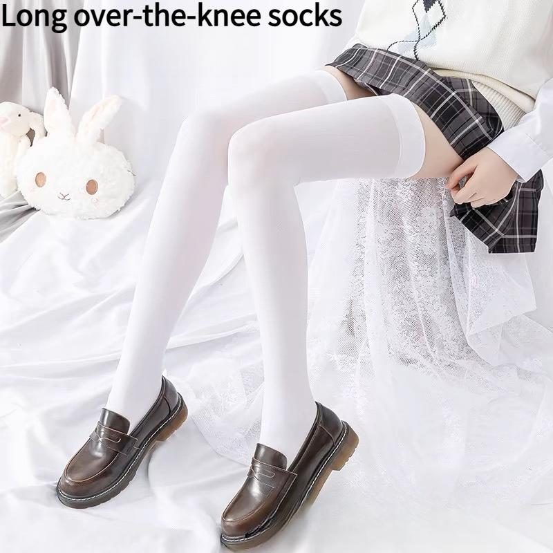 1PAIR calf socks extended long tube knee socks uniform black stockings non-slip thin velvet thigh socks micro-pressure thigh