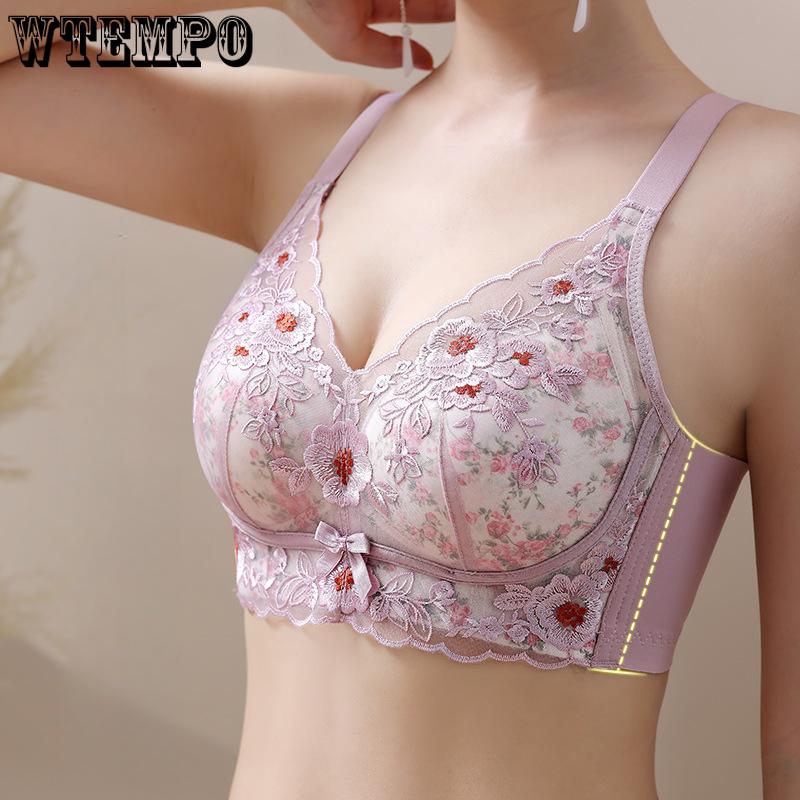 Embroidered Bra for Women Gathered Together To Prevent Sagging and Collect Accessory Breasts Non Empty Cup Bra
