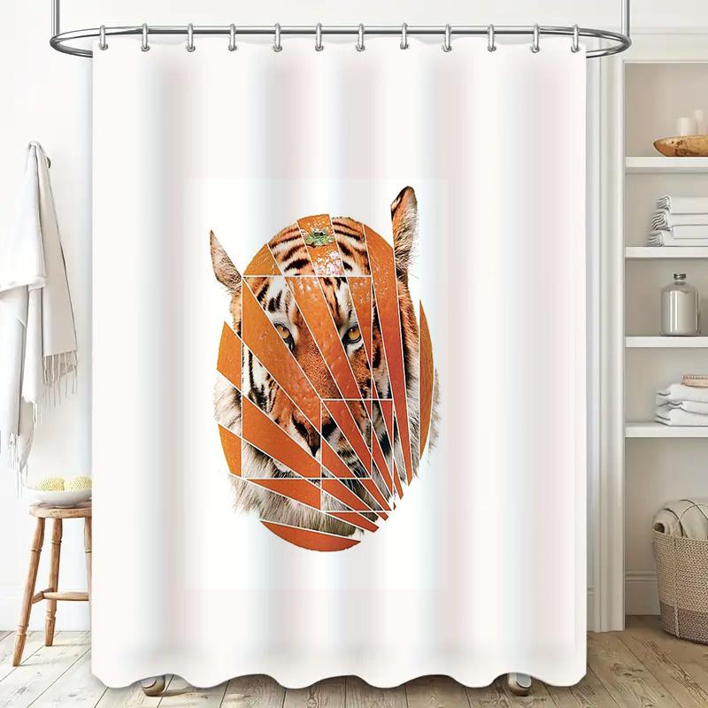 Modern Abstract Tiger Shower Curtain Waterproof Bathroom Decor Nature Wildlife Art Print Liner Home Living Room Canvas